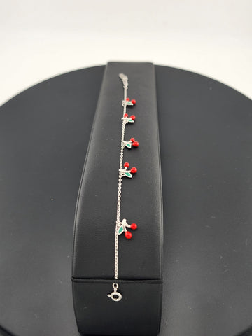 Sterling Silver Multi Cherries Bracelet – Sweet & Stylish Fruit Jewelry