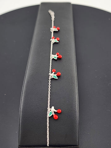 Sterling Silver Multi Cherries Bracelet – Sweet & Stylish Fruit Jewelry