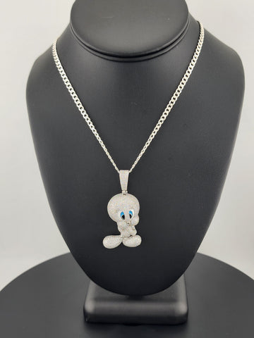 Brand New 925 Silver Tweety Bird Necklace – Cute Cartoon Charm Pendant