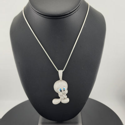 Brand New 925 Silver Tweety Bird Necklace – Cute Cartoon Charm Pendant