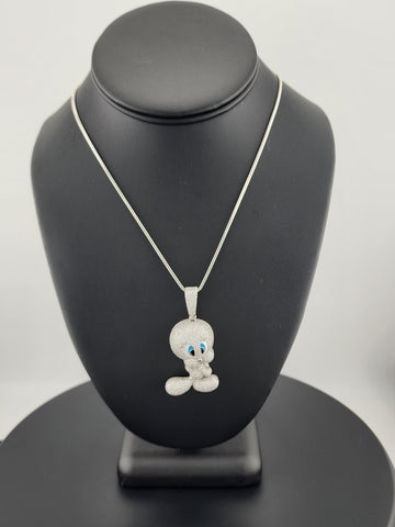 Brand New 925 Silver Tweety Bird Necklace – Cute Cartoon Charm Pendant