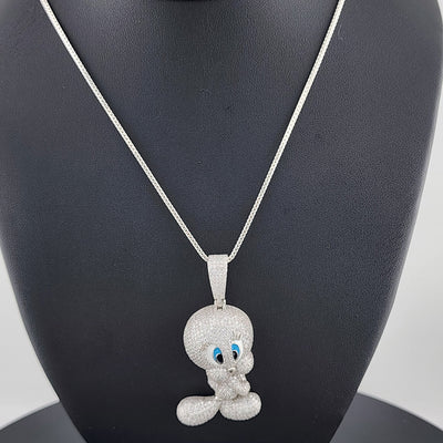 Brand New 925 Silver Tweety Bird Necklace – Cute Cartoon Charm Pendant