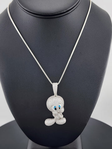 Brand New 925 Silver Tweety Bird Necklace – Cute Cartoon Charm Pendant