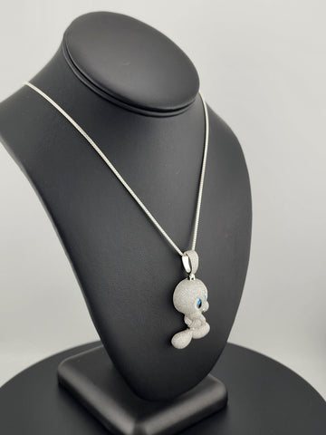 Brand New 925 Silver Tweety Bird Necklace – Cute Cartoon Charm Pendant