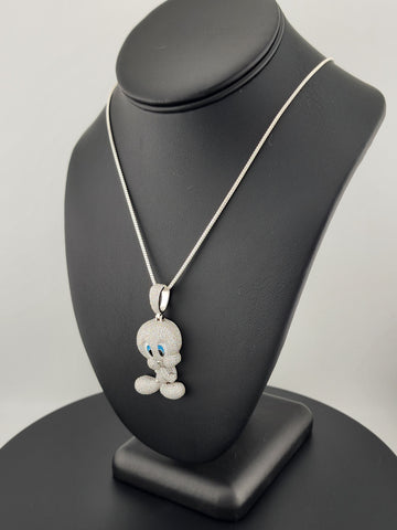 Brand New 925 Silver Tweety Bird Necklace – Cute Cartoon Charm Pendant