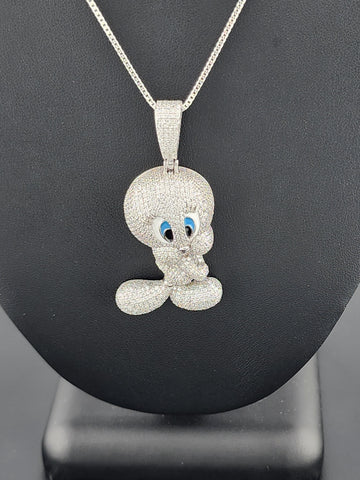 Brand New 925 Silver Tweety Bird Necklace – Cute Cartoon Charm Pendant