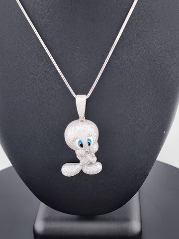 Brand New 925 Silver Tweety Bird Necklace – Cute Cartoon Charm Pendant