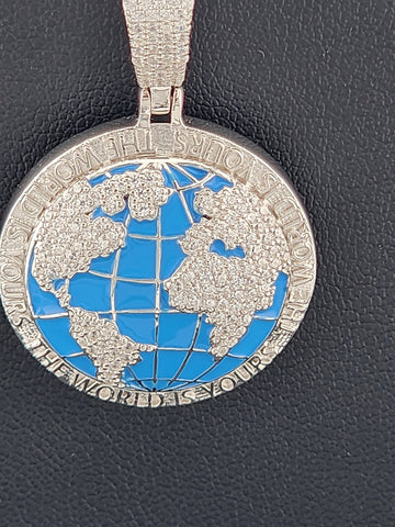 Sterling Silver 925 "The World Is Yours" Globe Necklace – Inspirational Pendant