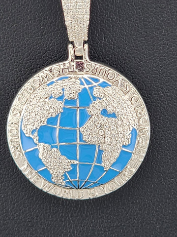 Sterling Silver 925 "The World Is Yours" Globe Necklace – Inspirational Pendant