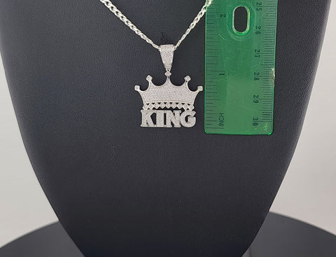 Sterling Silver 925 KING Crown Necklace – Bold Royal Statement