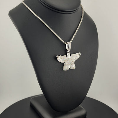 Sterling Silver 925 Flying Eagle Necklace with Two Money Bags – Bold & Symbolic