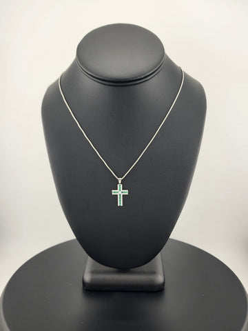 925 Sterling Silver Green Gemstone Cross Necklace – Timeless & Spiritual