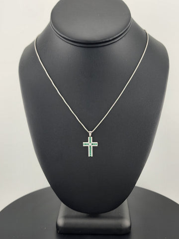 925 Sterling Silver Green Gemstone Cross Necklace – Timeless & Spiritual