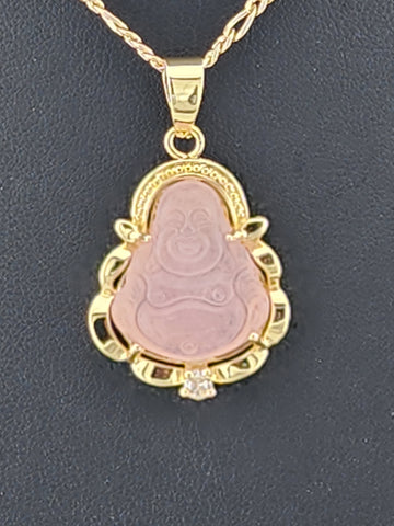 Brand New Pink Agate Buddha Necklace – Calming & Spiritual Charm