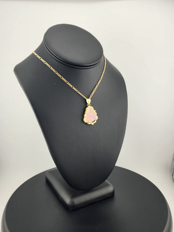 Brand New Pink Agate Buddha Necklace – Calming & Spiritual Charm