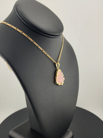 Brand New Pink Agate Buddha Necklace – Calming & Spiritual Charm