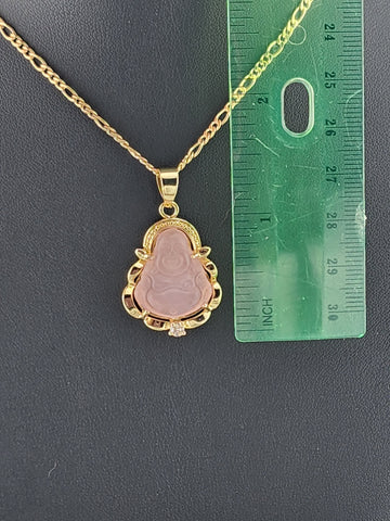 Brand New Pink Agate Buddha Necklace – Calming & Spiritual Charm