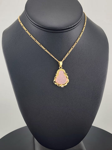 Brand New Pink Agate Buddha Necklace – Calming & Spiritual Charm
