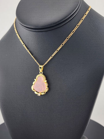 Brand New Pink Agate Buddha Necklace – Calming & Spiritual Charm