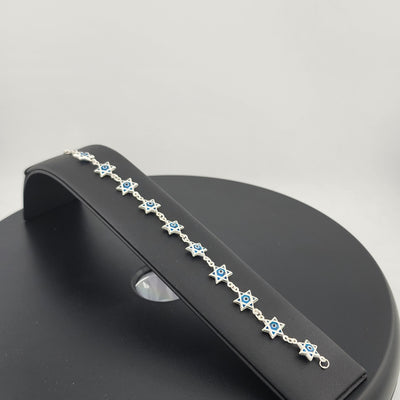 Dainty Multi Star Evil Eye Bracelet in 925 Sterling Silver