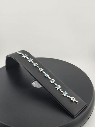 Dainty Multi Star Evil Eye Bracelet in 925 Sterling Silver