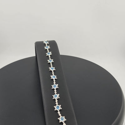 Dainty Multi Star Evil Eye Bracelet in 925 Sterling Silver