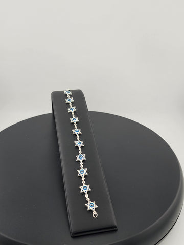 Dainty Multi Star Evil Eye Bracelet in 925 Sterling Silver