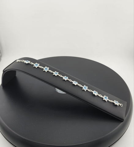 Dainty Multi Star Evil Eye Bracelet in 925 Sterling Silver