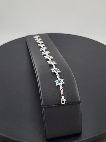 Dainty Multi Star Evil Eye Bracelet in 925 Sterling Silver