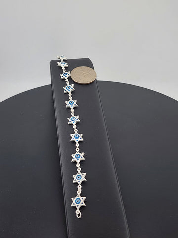 Dainty Multi Star Evil Eye Bracelet in 925 Sterling Silver