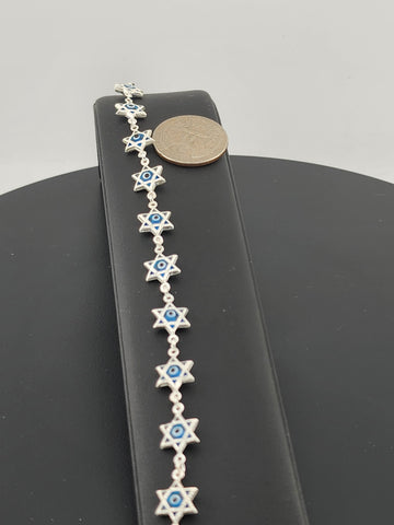 Dainty Multi Star Evil Eye Bracelet in 925 Sterling Silver