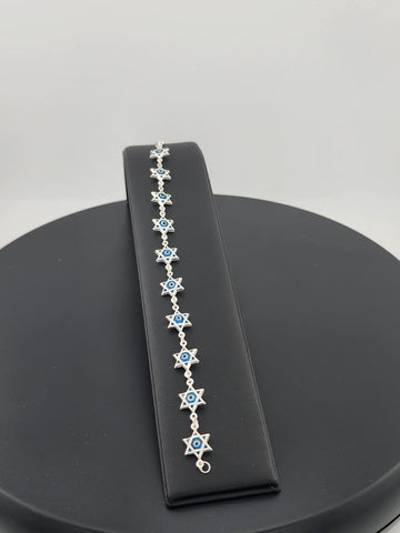 Dainty Multi Star Evil Eye Bracelet in 925 Sterling Silver