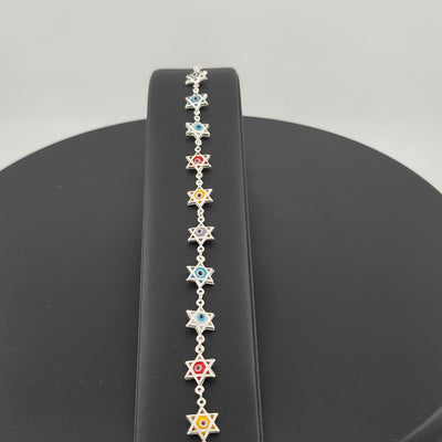 Dainty Multi Star Evil Eye Bracelet in 925 Sterling Silver