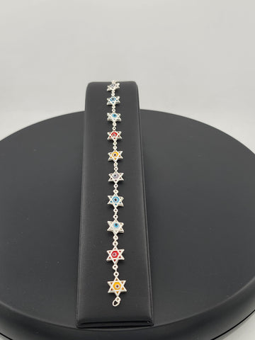 Dainty Multi Star Evil Eye Bracelet in 925 Sterling Silver