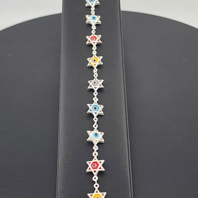 Dainty Multi Star Evil Eye Bracelet in 925 Sterling Silver