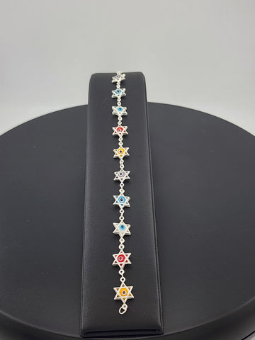 Dainty Multi Star Evil Eye Bracelet in 925 Sterling Silver