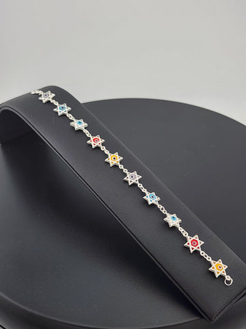 Dainty Multi Star Evil Eye Bracelet in 925 Sterling Silver