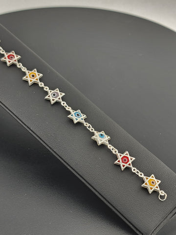 Dainty Multi Star Evil Eye Bracelet in 925 Sterling Silver