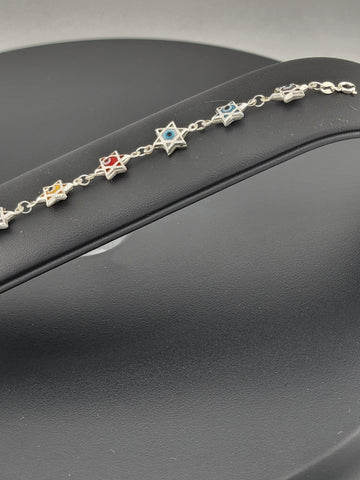 Dainty Multi Star Evil Eye Bracelet in 925 Sterling Silver