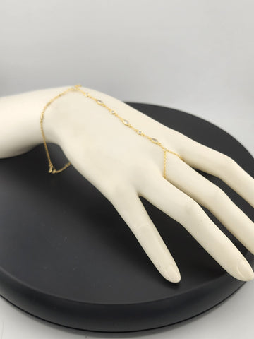 925 Silver Gemstone Hand Chain Bracelet with Ring – Round & Oval Stones