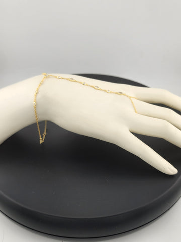 925 Silver Gemstone Hand Chain Bracelet with Ring – Round & Oval Stones