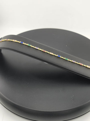 925 Silver Bracelet with Multi-Color Rectangle Gemstones – Colorful & Stylish