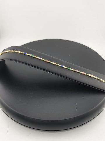 925 Silver Bracelet with Multi-Color Rectangle Gemstones – Colorful & Stylish