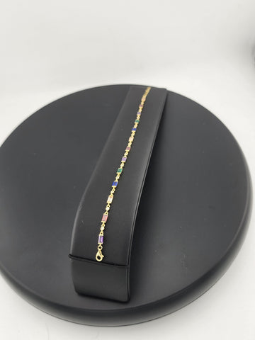 925 Silver Bracelet with Multi-Color Rectangle Gemstones – Colorful & Stylish