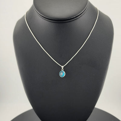 Sterling Silver 925 Evil Eye Pendant – Light Blue Charm Necklace for Protection