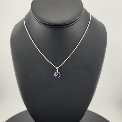 Sterling Silver 925 Evil Eye Pendant – Royal Blue Charm Necklace for Protection
