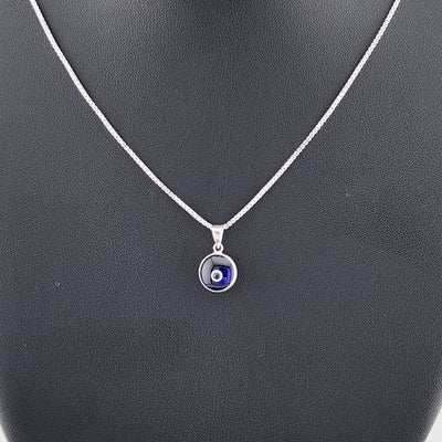 Sterling Silver 925 Evil Eye Pendant – Royal Blue Charm Necklace for Protection