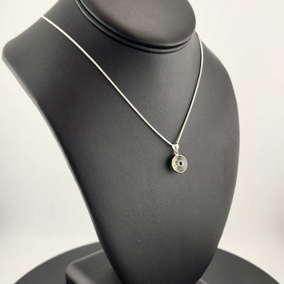 Sterling Silver 925 Evil Eye Pendant – Grey Charm Necklace for Protection