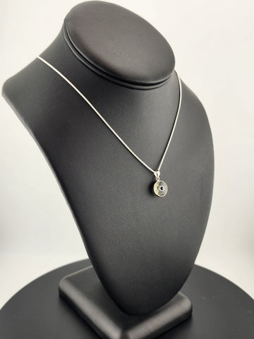 Sterling Silver 925 Evil Eye Pendant – Grey Charm Necklace for Protection