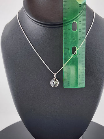 Sterling Silver 925 Evil Eye Pendant – Grey Charm Necklace for Protection